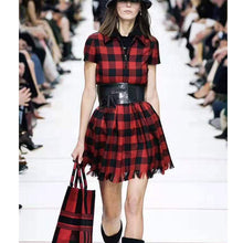Load image into Gallery viewer, Cosmichic Autumn Winter 2019 Red Plaid Short Dress Shirt Zipper Dress Runway Vintage Gothic Modis Elegant Christmas Party Dress