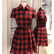Load image into Gallery viewer, Cosmichic Autumn Winter 2019 Red Plaid Short Dress Shirt Zipper Dress Runway Vintage Gothic Modis Elegant Christmas Party Dress