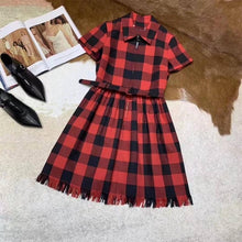 Load image into Gallery viewer, Cosmichic Autumn Winter 2019 Red Plaid Short Dress Shirt Zipper Dress Runway Vintage Gothic Modis Elegant Christmas Party Dress
