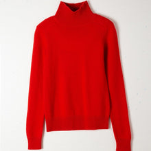 Load image into Gallery viewer, Real 35 Goat Cashmere Sweater Women 2019 Fashion Loose Pullover Bottoming Shirt Mock Neck Knitted Christmas Sweaters Knitwear