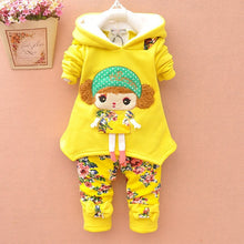Load image into Gallery viewer, Baby Girls Winter Thicken Warm Wool Christmas Clothing Set Korean Kids Snowsuit Clothes Set Children Hoodies+pant 2pcs Kids Suit