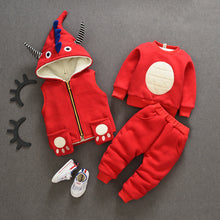 Load image into Gallery viewer, Christmas Winter Children Clothing Set Cartoon Kids Long Sleeve Fleece shirt +vest + Full Pants 3PCS  Baby Clothing Deer Suit