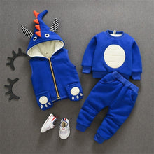 Load image into Gallery viewer, Christmas Winter Children Clothing Set Cartoon Kids Long Sleeve Fleece shirt +vest + Full Pants 3PCS  Baby Clothing Deer Suit