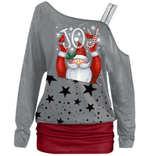 Load image into Gallery viewer, Xmas Women Coats Fashion Off Shoulder Ladies Clothes Sweatershirts Santa Claus Printed Long Sleeves Shirts Christmas Sweatshirts