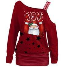Load image into Gallery viewer, Xmas Women Coats Fashion Off Shoulder Ladies Clothes Sweatershirts Santa Claus Printed Long Sleeves Shirts Christmas Sweatshirts