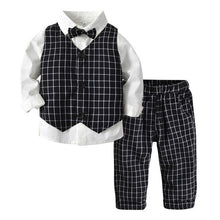Load image into Gallery viewer, 3pcs/set Toddler Christmas Outfit Fall Formal Plaid Style Long Cotton Shirt with Pants and Vest for Baby Boys Clothing