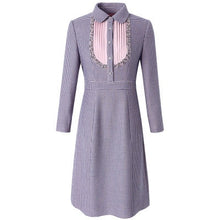 Load image into Gallery viewer, print plaid beading dress Autumn 2018 new High Street office work Women Christmas Party Dress s 3xl winter shirt Vintage dresses