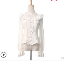 Load image into Gallery viewer, Princess sweet lolita shirt Alice's Christmas shirt original autumn and winter Lolita woman chiffon long sleeves shirt HWK087