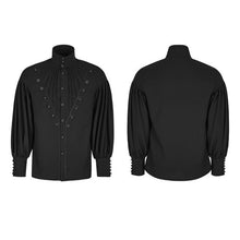 Load image into Gallery viewer, PUNK RAVE Gothic Men Gorgeous Folding Long Lantern Sleeve Blouse Men Steampunk Vintage Dress Shirt Stripes Christmas Party Shirt
