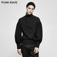 Load image into Gallery viewer, PUNK RAVE Gothic Men Gorgeous Folding Long Lantern Sleeve Blouse Men Steampunk Vintage Dress Shirt Stripes Christmas Party Shirt