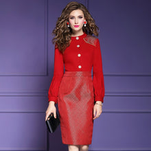 Load image into Gallery viewer, Floral Pencil shirt dress Spring 2019 new Long sleeves Women Christmas Package hip Party Dress Patchwork winter Vintage dresses