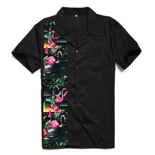 Load image into Gallery viewer, AOWOFS Hawaiian Palm Shirts Men Summer Fashion Flamingo Print Shirt Rockabilly Men Cotton Short Sleeve Casual Shirt Men Clothing