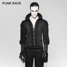Load image into Gallery viewer, Gothic Lace Puff Sleeves Dovetail Black Shirt popular Swallow-tailed Halloween Party Christmas Men cool blouse PUNK RAVE Y-739