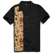 Load image into Gallery viewer, Funny Mens Hawaiian Shirts Short Sleeve Rocknroll Punk Style Casual Shirts Men Clothing American Size Black Rockabilly Shirt